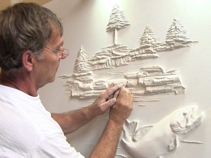 Bernie Mitchell sculpts drywall